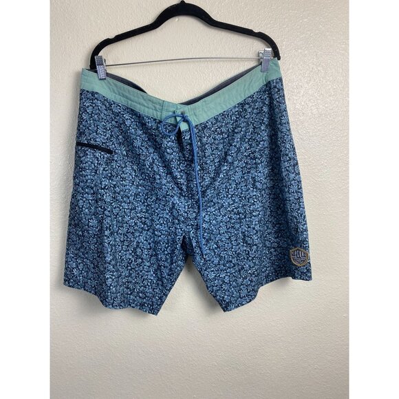 Rip Curl Mirage Men Swim Board Shorts size 36 Blue Floral Quick-Dry Surf Stretch - Picture 1 of 16